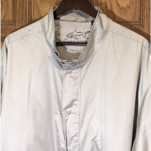 Greg Norman Windbreaker Men’s XXL Tan Polyester Golf Jacket Pockets Snap & Zip - Picture 1 of 14